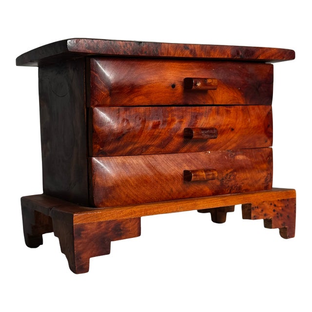 Vintage Mid Century Japanese Minimalism Thuya Burl Wood Box Styled After George Nakashima For Sale