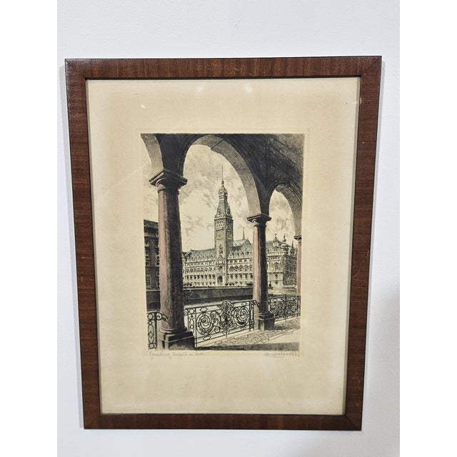 Modern Albrecht Bruck, Town Hall in Hamburg, Etching For Sale - Image 3 of 15
