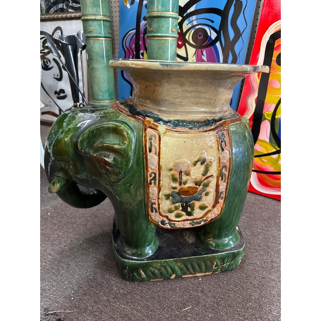 Fantastic vintage garden table stool in the form of a large Elephant. Comprised of heavy glazed pottery. Excellent ready...