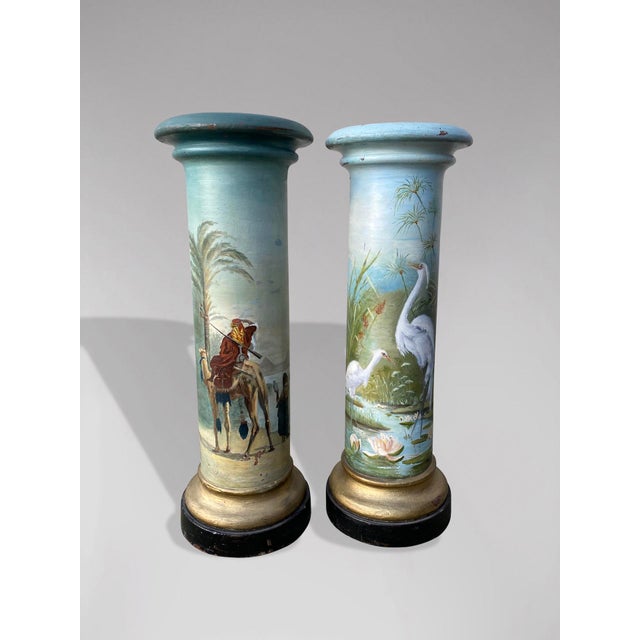 Antique French Painted Columns by Marguerite, 1896, Set of 2 For Sale - Image 10 of 10