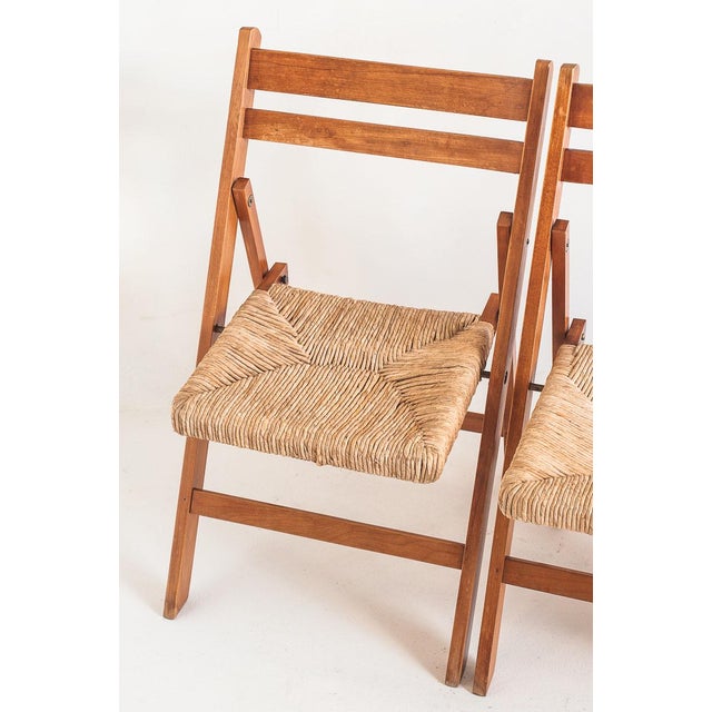 Table by Silvio Coppola for Fratelli Montina with Folding Chairs in Pine and Beech, Italy, 1970s, Set of 5 For Sale - Image 13 of 17