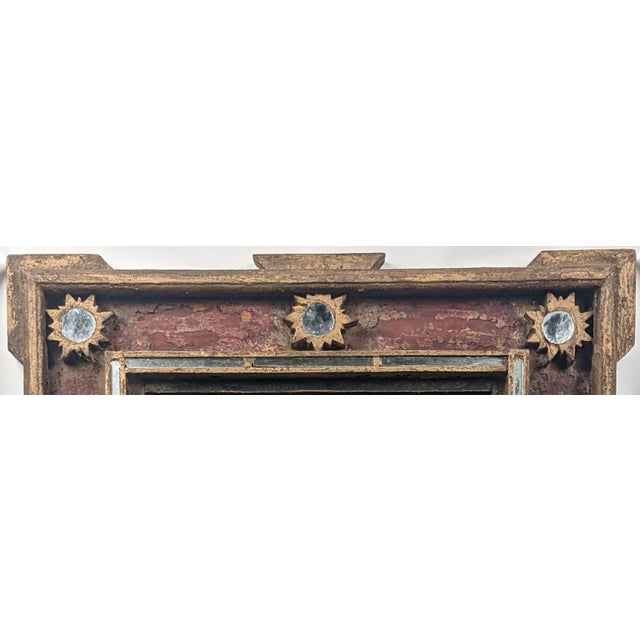 Antique Spanish Colonial Santo Niño De Atocha Retablo in Giltwood Mirrored Frame For Sale - Image 12 of 18