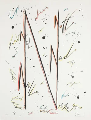 Letter N - Variation - Hand-Colored Lithograph by Raphael Alberti - 1972 1972