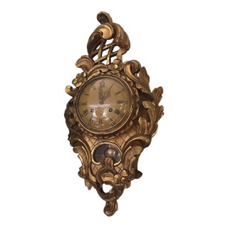 Swedish Giltwood Cartel Clock For Sale