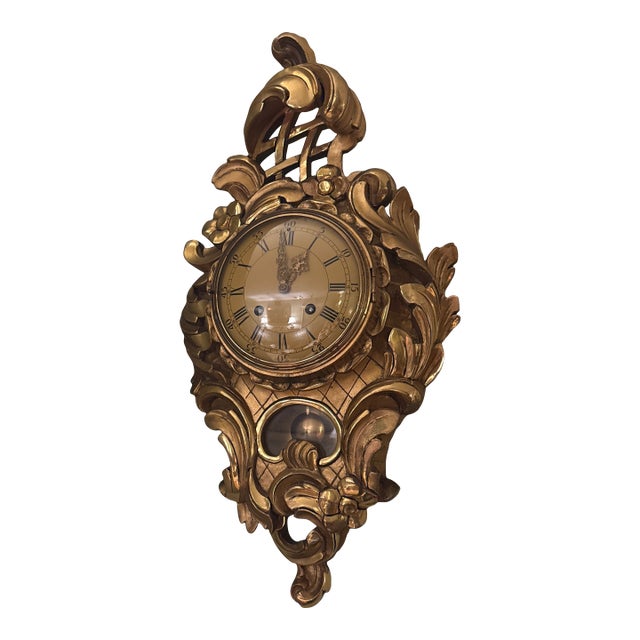 Swedish Giltwood Cartel Clock For Sale
