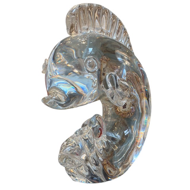 Signed Steuben Crystal Dolphin Figurine Sculpture.