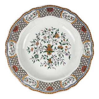 Semi-Hollow Round Dish with Rouen Sainfoin Pattern from Gien, 1990 For Sale