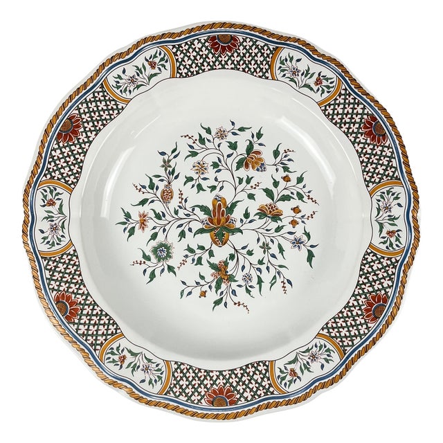 Semi-Hollow Round Dish with Rouen Sainfoin Pattern from Gien, 1990 For Sale