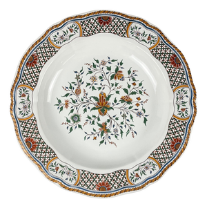 Semi-Hollow Round Dish with Rouen Sainfoin Pattern from Gien, 1990