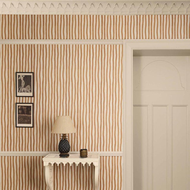 English ARTIST'S STRIPE Wallpaper - Amber For Sale - Image 3 of 3