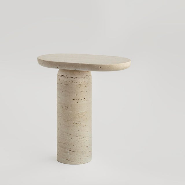 Contemporary Bold Travertine Side Table by Kiwano Concept For Sale - Image 3 of 5