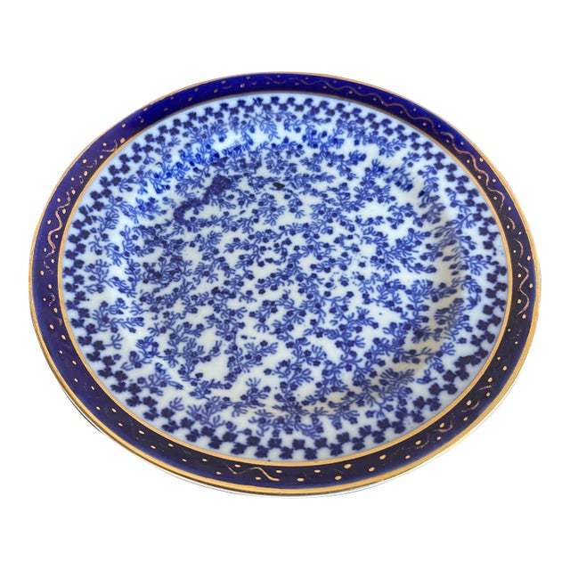 Antique English Royal Worcester Blue Ivy Pattern Desert Plate For Sale