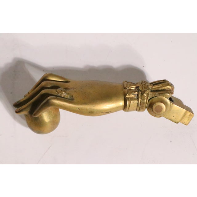 Antique Victorian Brass Hand Door Knocker For Sale - Image 10 of 11