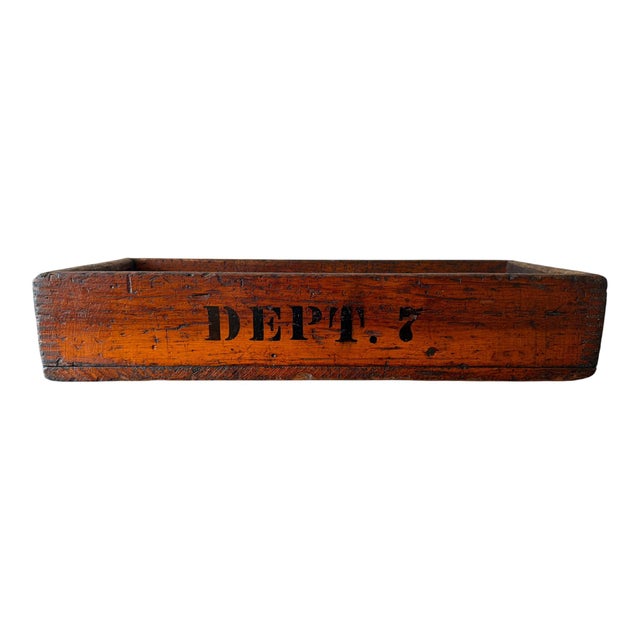 Industrial Antique Industrial Dovetail Wood Factory Tray For Sale - Image 3 of 18