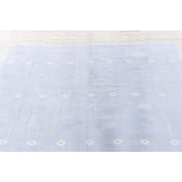 English Doris Leslie Blau Mid-Century Indian Dhurrie Soft Beige Flatweave Cotton Carpet For Sale - Image 3 of 9