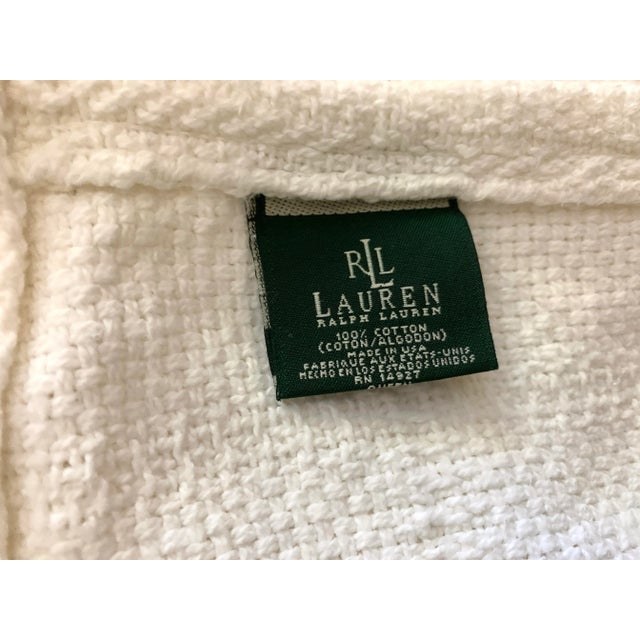 Farmhouse Lauren by Ralph Lauren Classic Knits Cotton Queen 90” X 90” Bed Blanket Usa Made Off White Color, Waffle Weave Pattern For Sale - Image 3 of 12