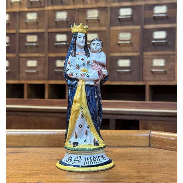 Late 19th Century Saint Mary in Breton Earthenware For Sale - Image 3 of 13