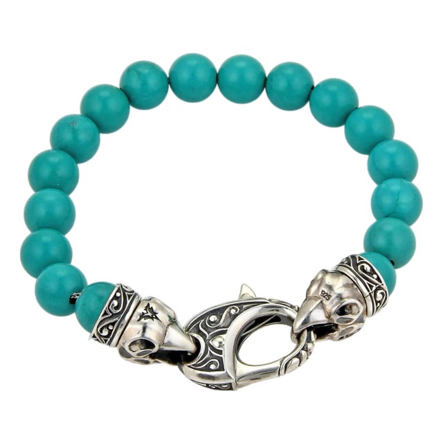 Stephen Webster Sterling Silver 10mm Turquoise Bead Bracelet For Sale