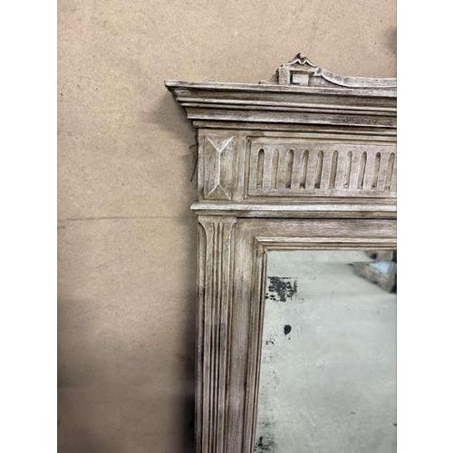 19th Century Large 19th Century Antique French Painted Carved Wood Mirror For Sale - Image 5 of 7