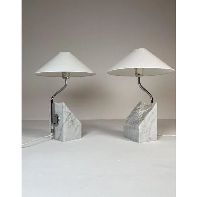 Mid-Century Marble and Steel Table Lamps from Bergboms, 1970s, Sweden, Set of 2 For Sale - Image 3 of 17