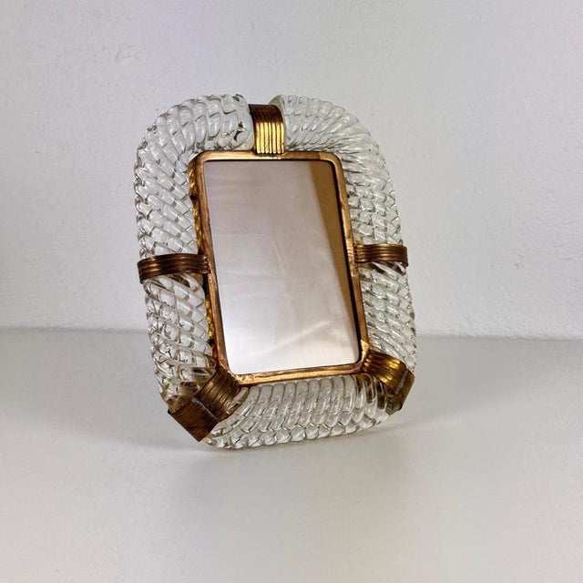 Murano Glass and Brass Photo Frame by Ercole Barovier for Barovier & Toso, 1940s For Sale - Image 4 of 18