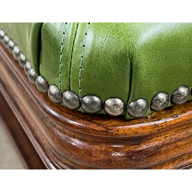 Thomasville Masai Polish Brass Leather Top Slat Shelf Ottoman Chairish