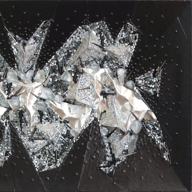 On the Rocks – Ryan Shane Owen’s Luxurious Mixed Media Abstract Artwork With Crystals, Texture, and Reflective Metallic Drama For Sale In Los Angeles - Image 6 of 9