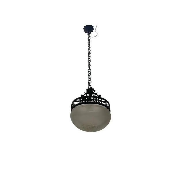 Bronze and Glass Light Pendant, 1950s For Sale - Image 9 of 9