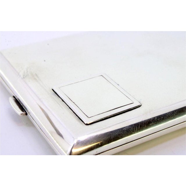 Silver Cigarette Case with Embossed Monogram Card and Gilt Interior For Sale - Image 4 of 7
