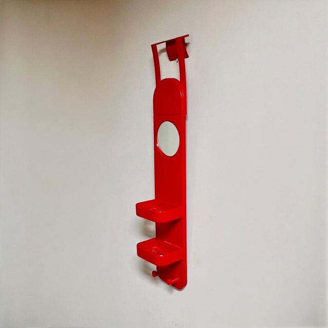 Red Wall Organizer with Mirror by Makio Hasuike for Gedy, Italy, 1970s For Sale - Image 18 of 18