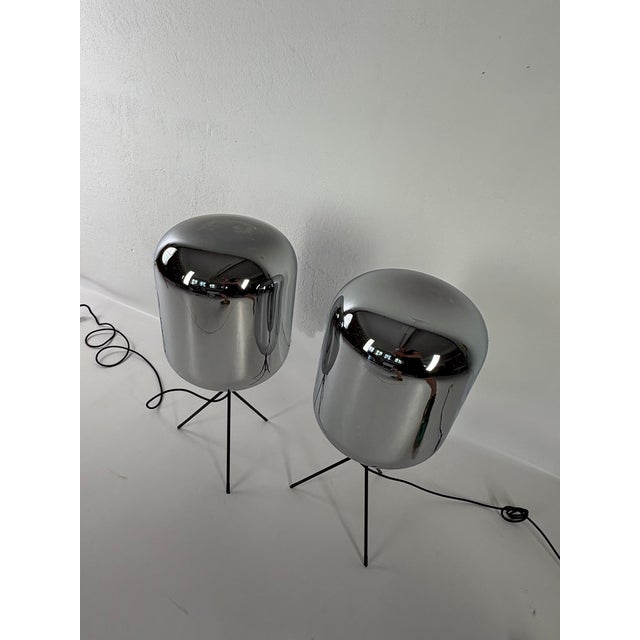 Floor Lamps with Mirrored Smoked Glass, 2000s, Set of 2 For Sale - Image 6 of 9