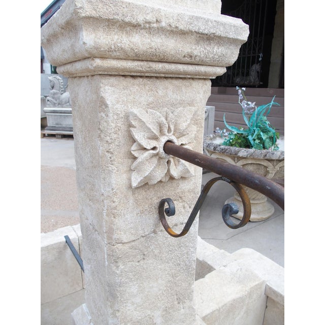 Cream French Carved Double Basin Single Pillar Center Fountain From Provence For Sale - Image 8 of 12