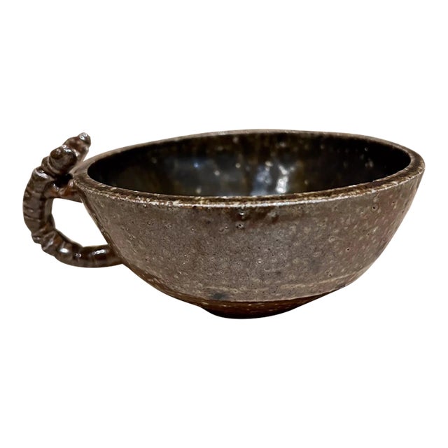 1970s Studio Art Pottery Lizard Coffee Cup Serpent Mug For Sale
