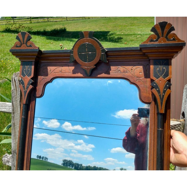 Antique Walnut Victorian Wall Pier Mirror 1880s For Sale - Image 4 of 12