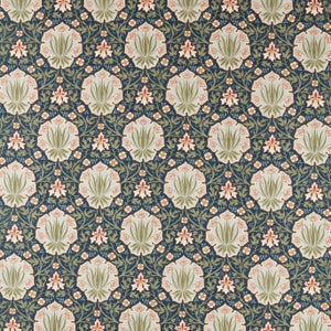 Morris & Co. Iris & Rose Fabric in Indigo/Thyme