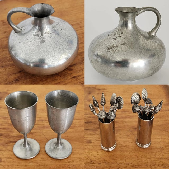 Silver Vintage Mini Pewter Cocktail Barware Set, 21 Pieces For Sale - Image 8 of 11