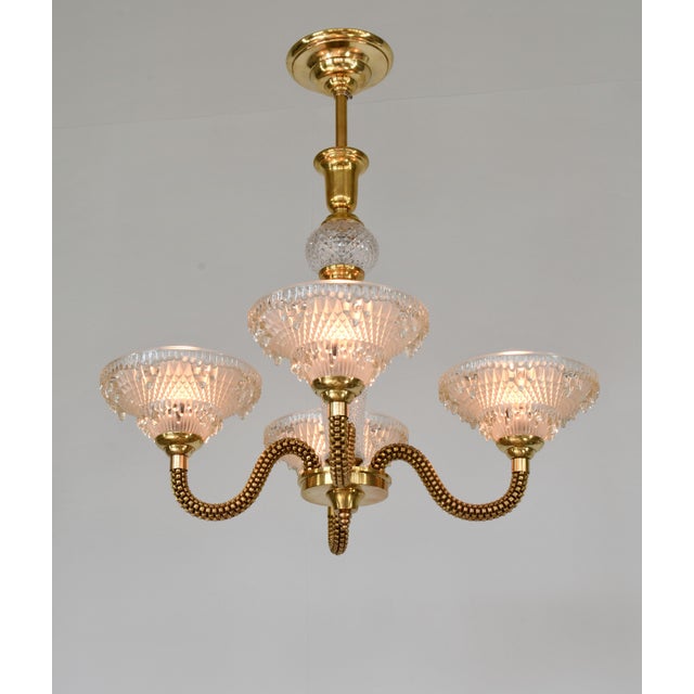 French Art Deco Chandelier by Boris Lacroix 1930s France For Sale - Image 6 of 13