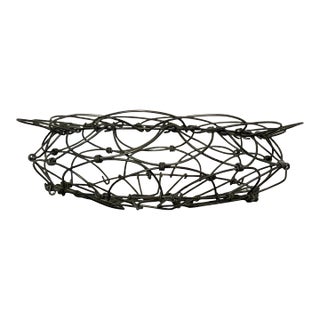 Vintage French Country Wire Adjustable Egg Basket For Sale