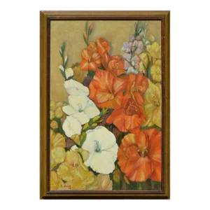 Gladiolas in Bloom - 1970's Floral Still Life by B Isbill