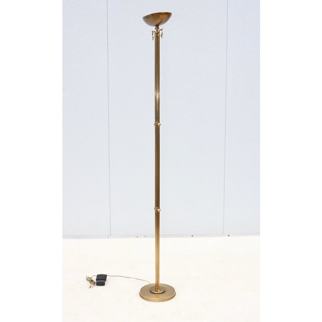 1980's Italian Torchiere Brass Floor Lamps For Sale - Image 4 of 18