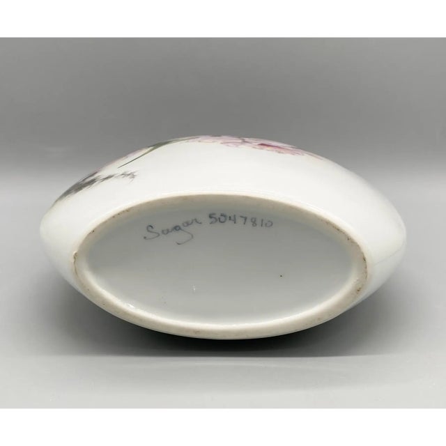 Ceramic Mid-20th Century Hand-Painted Orchid Porcelain Vase Signed "Sager" For Sale - Image 7 of 10