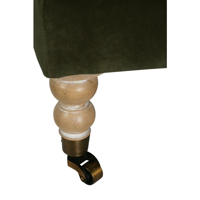 Greta Ottoman, Emerald Velvet For Sale - Image 4 of 8