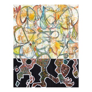 Hello Jit - Large Abstract Color Drenching Organic Mixed Media Art on Canvas Original Artwork by Rue Bootay For Sale