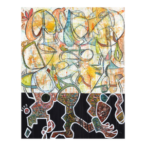 Hello Jit - Large Abstract Color Drenching Organic Mixed Media Art on Canvas Original Artwork by Rue Bootay