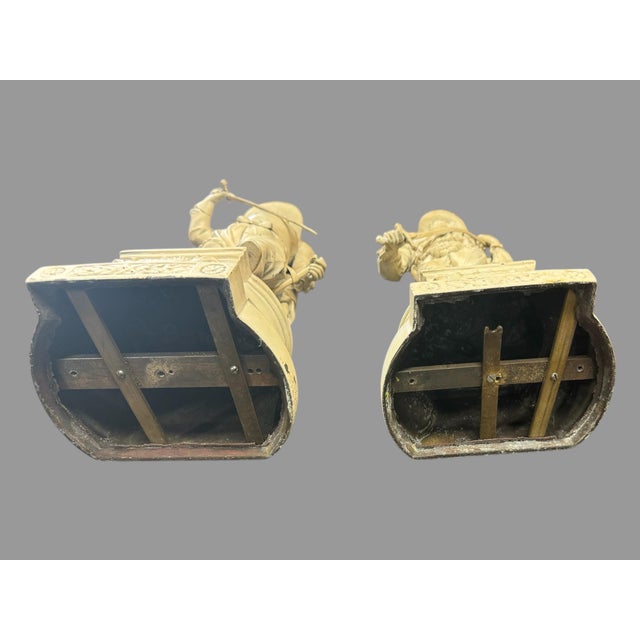 Pair of Antique Cast Metal Spelter Figural Statues Don Juan & Don Cesar For Sale - Image 12 of 12