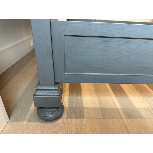 Rh Restoration Hardware St. James Fabric Panel King Bed W/Footboard - Antiqued Graphite & Sand Belgian Linen For Sale - Image 10 of 12