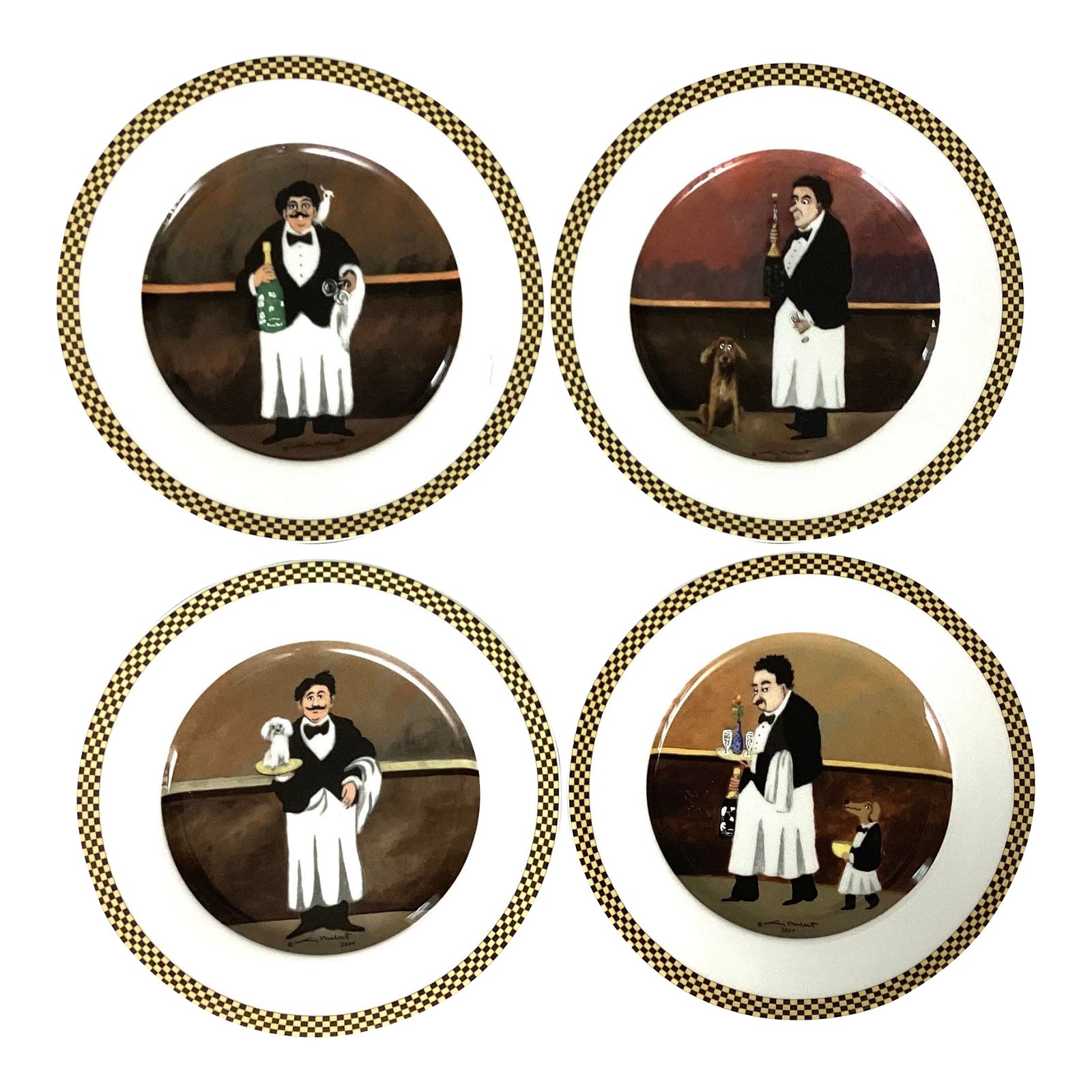 Guy Buffet “Waiter Suite” Porcelain Desert Plates Set of 4 Chairish