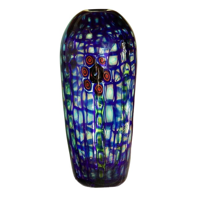 Vintage Murano Glass Vase with Murrine Romane by Carlo Scarpa, 1980 For Sale