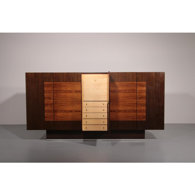 Brown Large Wall Unit with Storage Space and Bar Cabinet, 1970 For Sale - Image 8 of 13