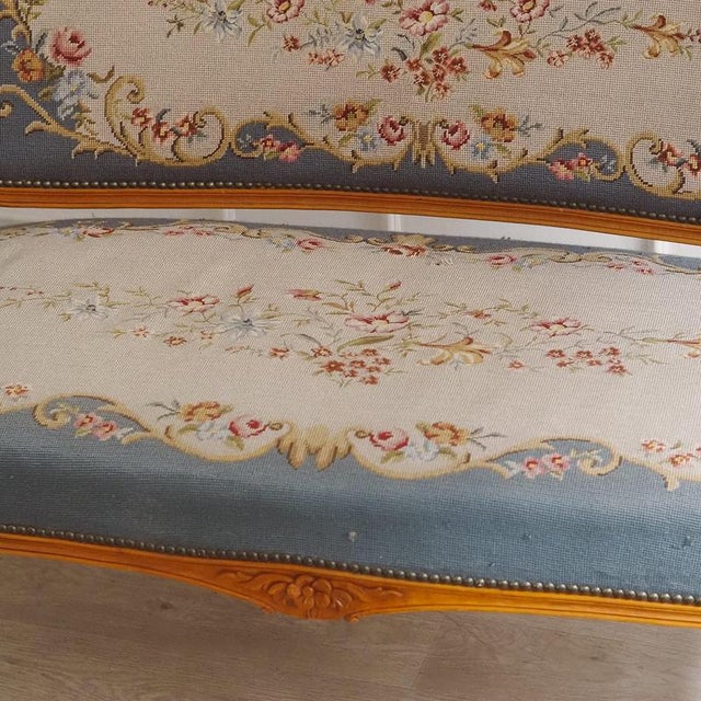 Louis XV Style Bench with Tapestry Upholstery, 1920 For Sale - Image 11 of 13